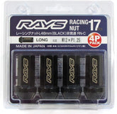 [4pc] RAYS RACING Lug Nut (CLOSED END MEDIUM) RN-C 17HEX L48 Black / Genuine OEM