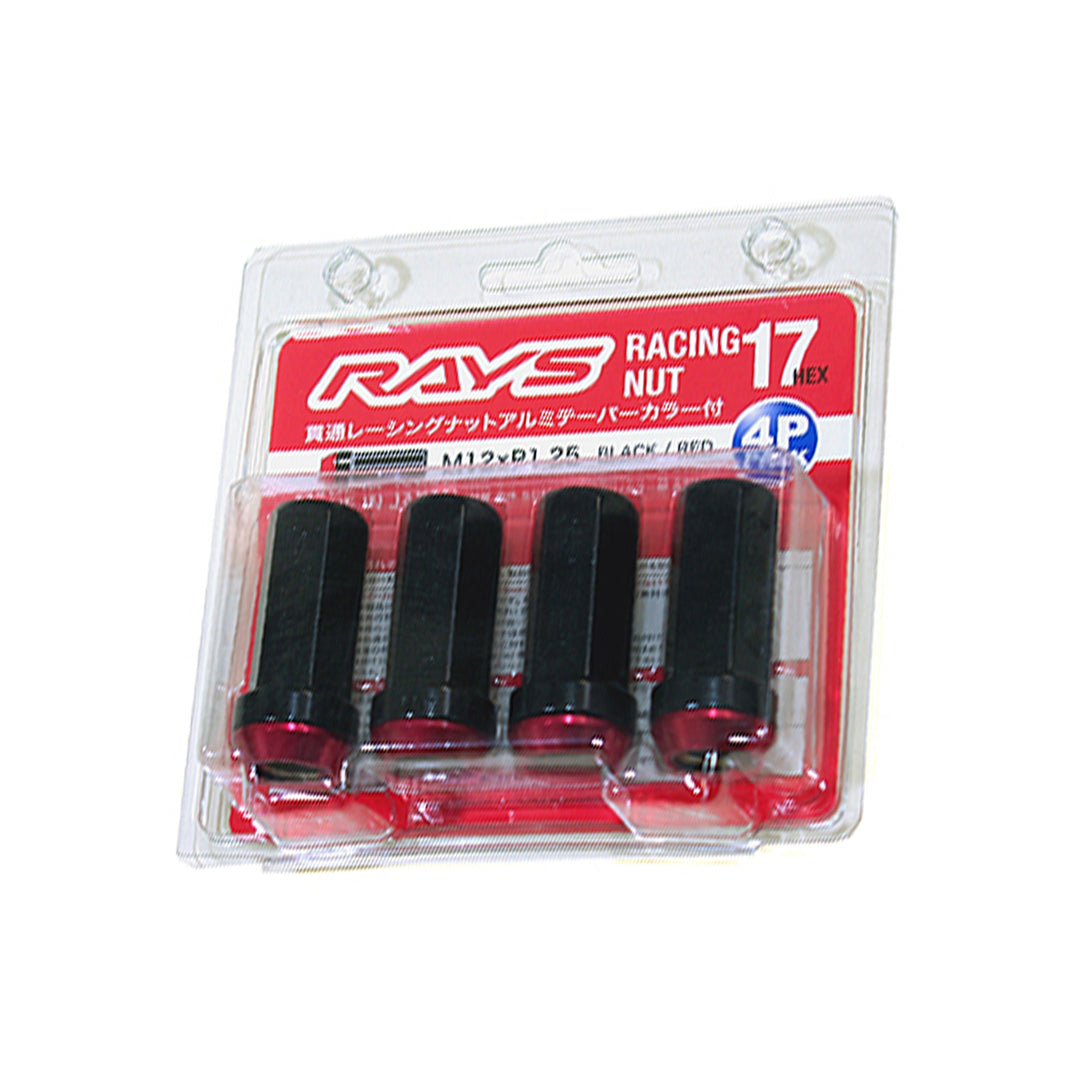 [4pc] RAYS RACING Lug Nut 17HEX L48 12X1.25 Red/Black / Genuine OEM