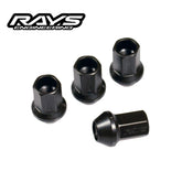 [4pc] RAYS RACING Lug Nut MEDIUM 17HEX L35 Black / Genuine OEM