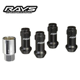 [4pc] RAYS RACING Lock&Lug Nut 17HEX L48 Long(OPEN END TYPE) Black / Genuine OEM