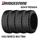 BRIDGESTONE 604V RD604 145/80R12 80/78N for Kei truck mini tires [Set of 4]
