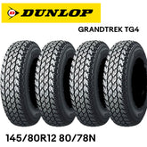 DUNLOP GRANTREK TG4 145/80R12 80/78N for Kei truck mini tires [Set of 4]