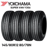 YOKOHAMA SUPER VAN Y356 145/80R12 80/78N for Kei truck mini tires [Set of 4]